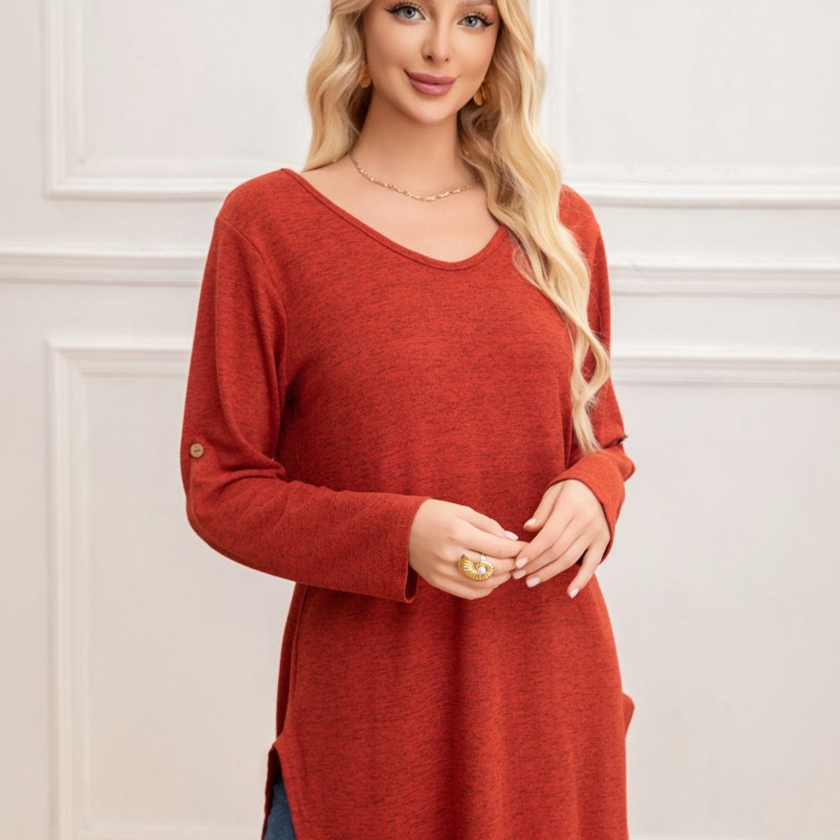 LIKE SHOP - Sweater Mini Vestido Corto Tejido Abertura Lazo Espalda 2005