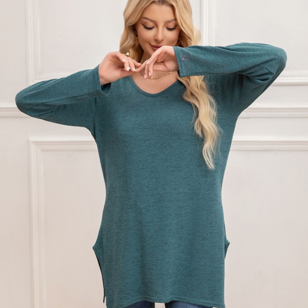 LIKE SHOP - Sweater Mini Vestido Corto Tejido Abertura Lazo Espalda 2005