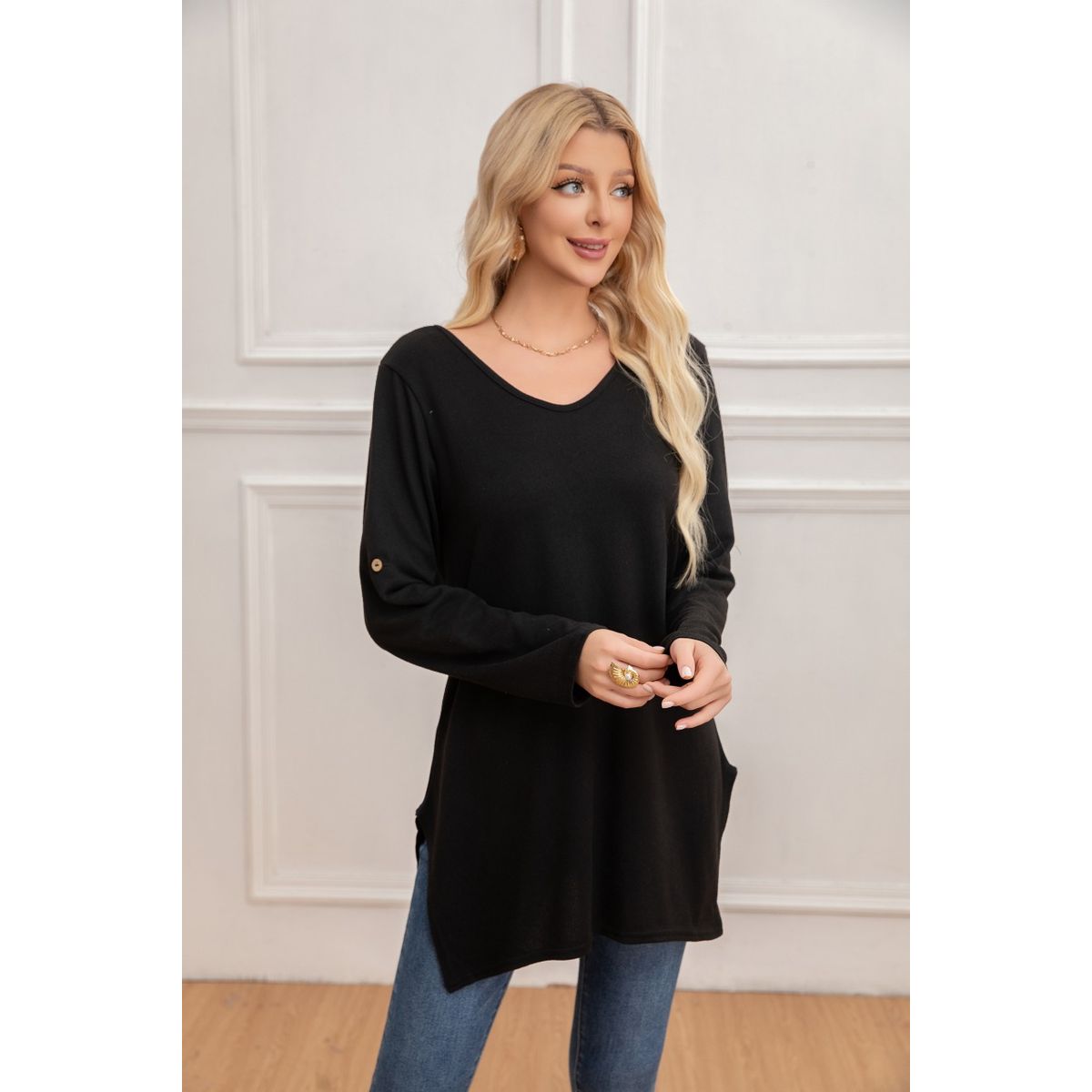 LIKE SHOP - Sweater Mini Vestido Corto Tejido Abertura Lazo Espalda 2005