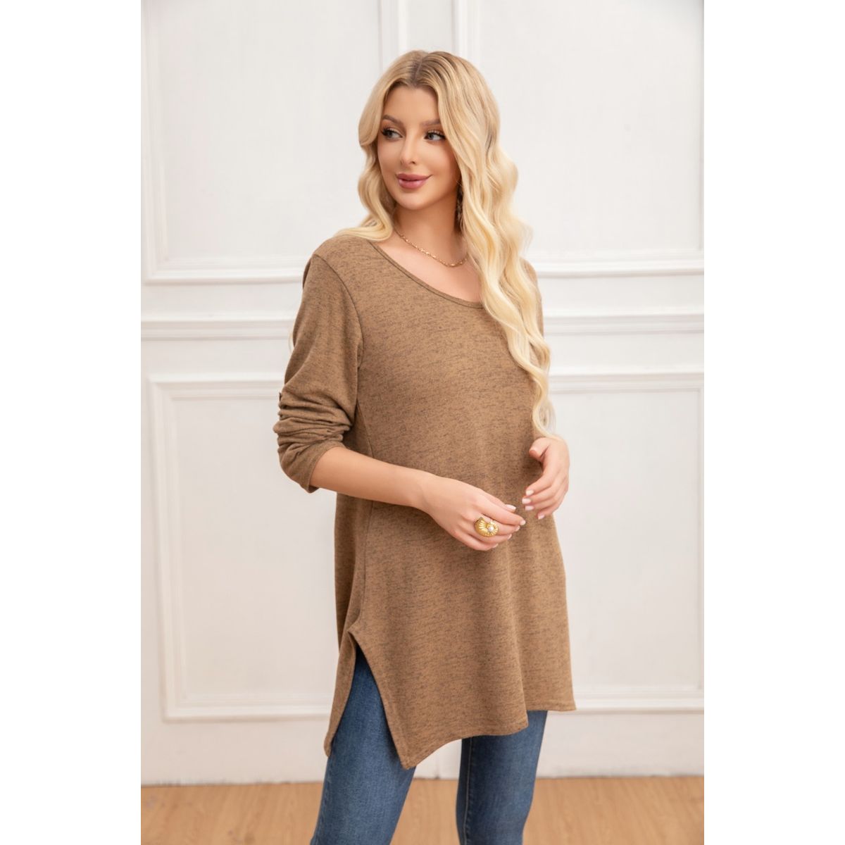 LIKE SHOP - Sweater Mini Vestido Corto Tejido Abertura Lazo Espalda 2005