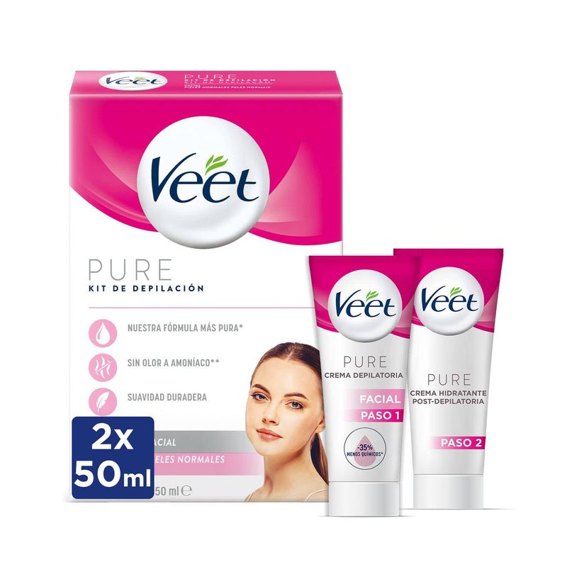 VEET - Veet Crema Depilatoria Kit Facial Piel Normal 2 Unidades