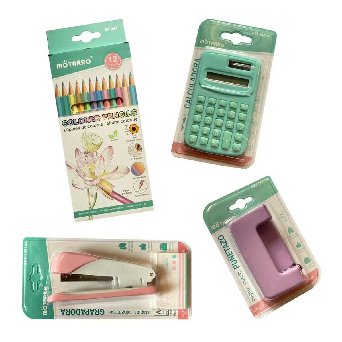 MOTARRO - Pack útiles escolares - Oficina - Tonos pasteles