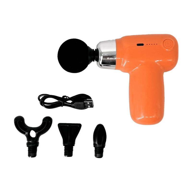 GENERICO - Pistola Electrica Masajeadora Muscular 4 Accesorios - Color Naranja