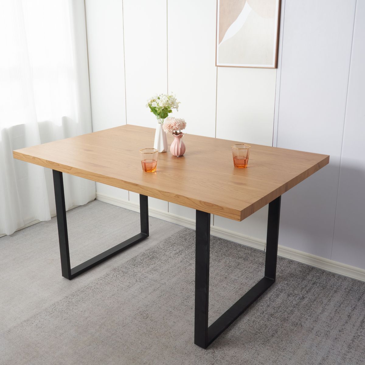 CORI CORI - Mesa de comedor Estilo Industrial 140x90- Madera Clara