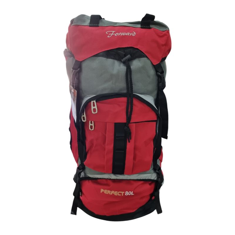 PERFECT CHOICE - MOCHILA 80 LITROS 65x40x20 cm ROJO CON GRIS