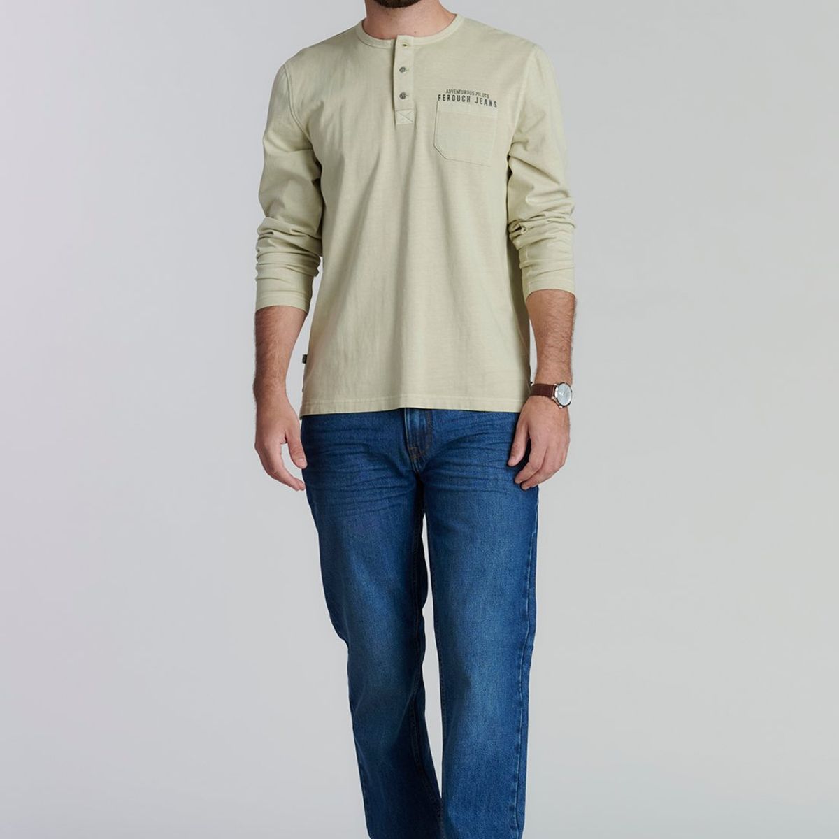 FEROUCH - Polera Florida Fjs Beige Ferouch