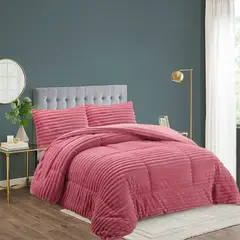 ANGELES DEL HOGAR - Cubrecama de Invierno Plush Acanalado con Chiporro 2 P ROSA