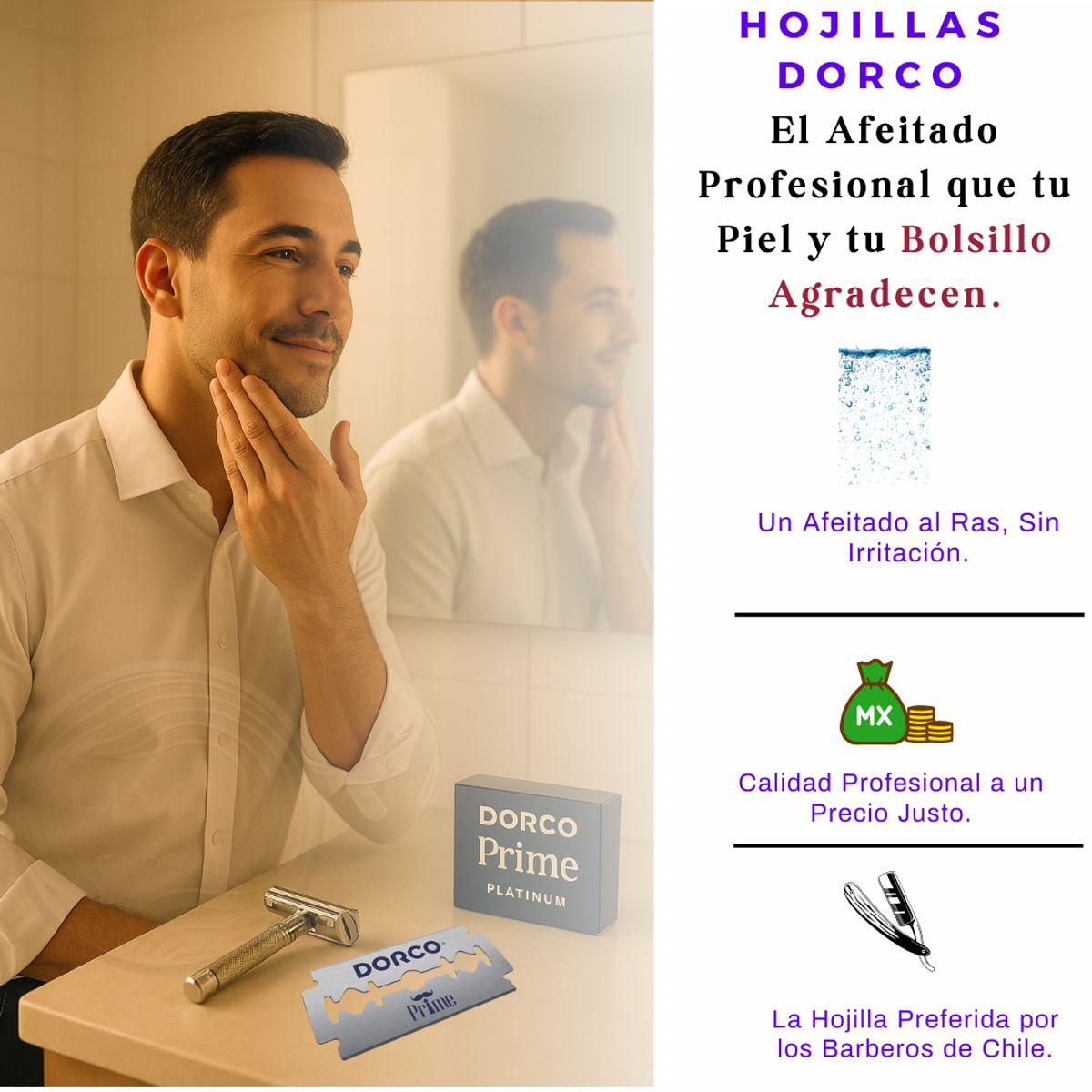 DORCO - Hojillas Dorco Prime Platinum 100unidades Profesional Barbero
