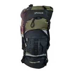 PERFECT CHOICE - MOCHILA 80 LITROS 65x40x20 cm VERDE CON NEGRO Y GRIS