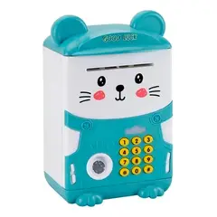 GENERICO - Alcancía Gato Azul con Huella y Sonido para Niños