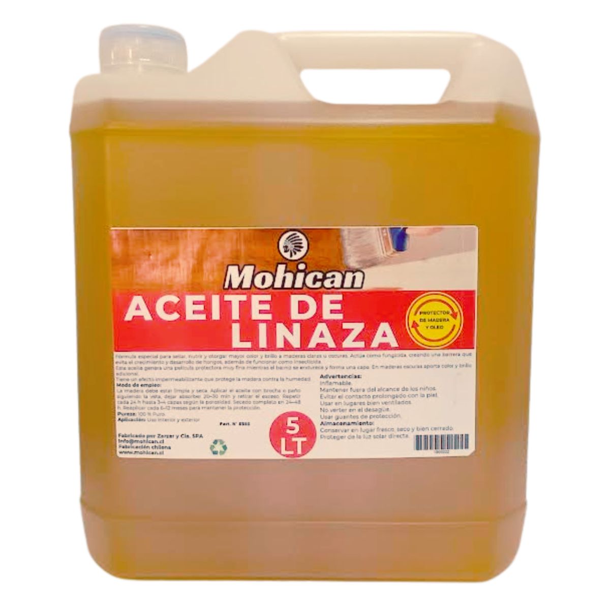MOHICAN - ACEITE LINAZA PARA MADERA Y ÓLEO BIDON 5 LITROS MOHICAN
