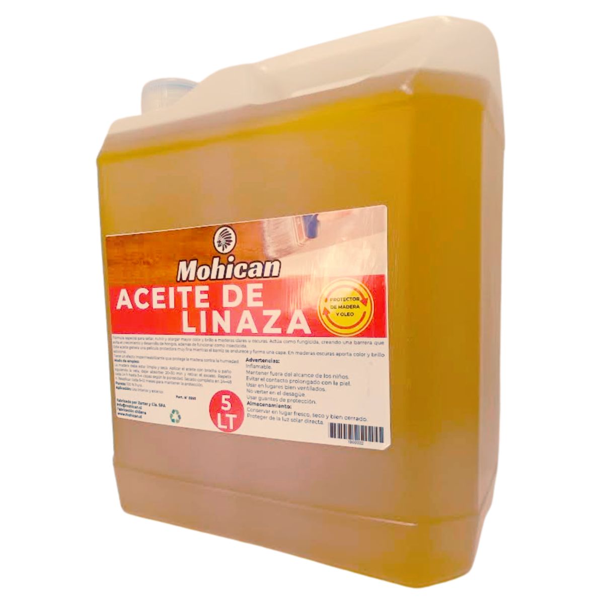 MOHICAN - ACEITE LINAZA PARA MADERA Y ÓLEO BIDON 5 LITROS MOHICAN