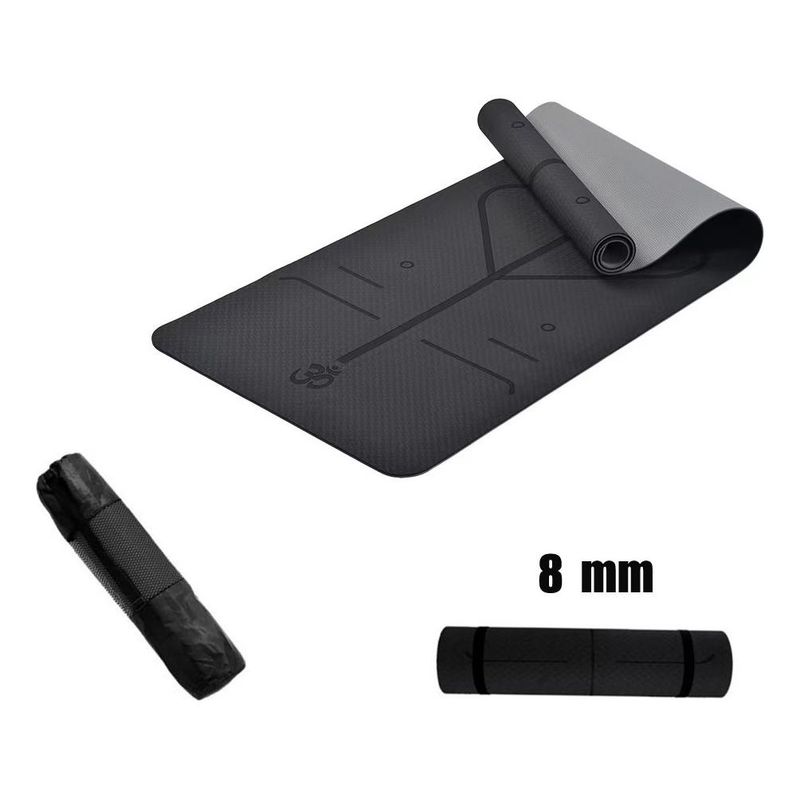 GENERICO - Esterilla de Yoga Eco 8mm con Guías y Bolsa Incluida