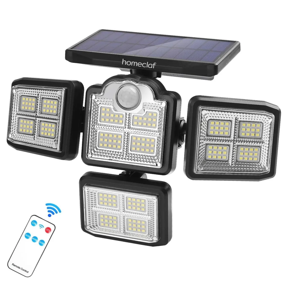 HOMECLAF - Foco led solar exterior 4 direcciones sensor control luz cálida…