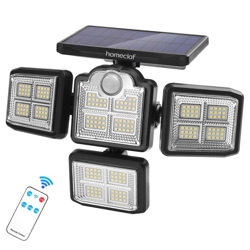 HOMECLAF - Foco led solar exterior 4 direcciones sensor control luz cálida