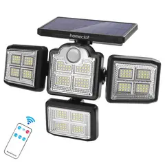 HOMECLAF - Foco led solar exterior 4 direcciones sensor control luz cálida
