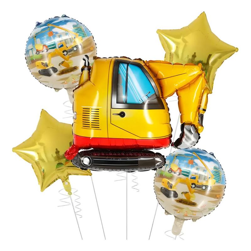 GENERICO - Set de Fiesta Camiones de Construcción con Globos y Toppers