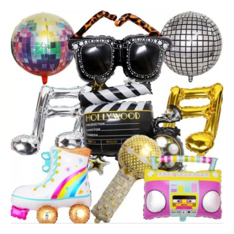 GENERICO - Globos Retro Metalizados para Fiestas 80s y 90s Vintage