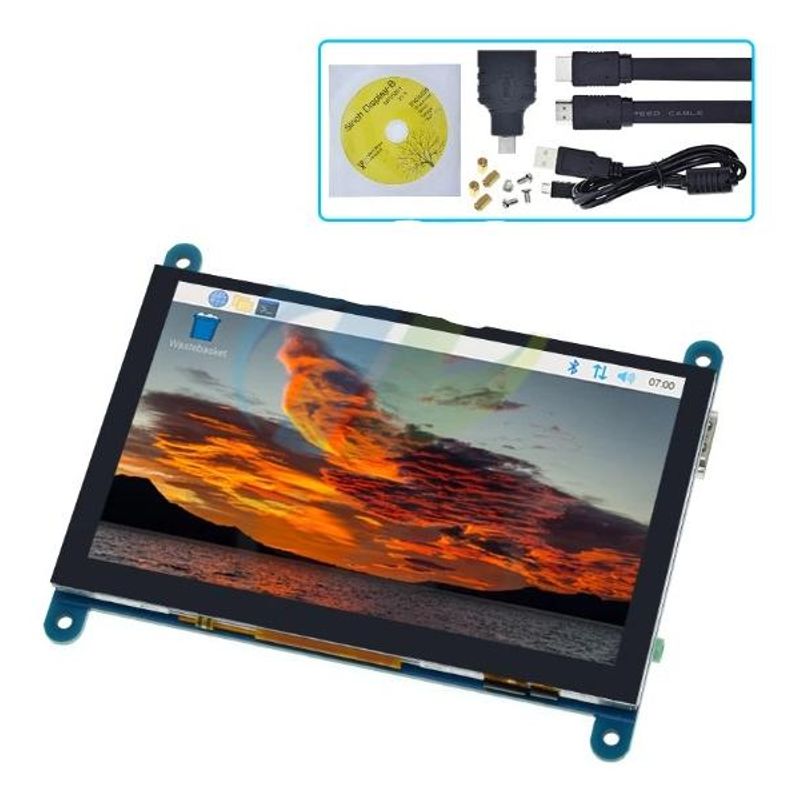 GENERICO - Monitor portátil táctil de 7" HDMI para Raspberry Pi y más