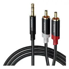 GENERICO - Cable Auxiliar 3.5mm a RCA Macho 3mts Reforzado en Nylon