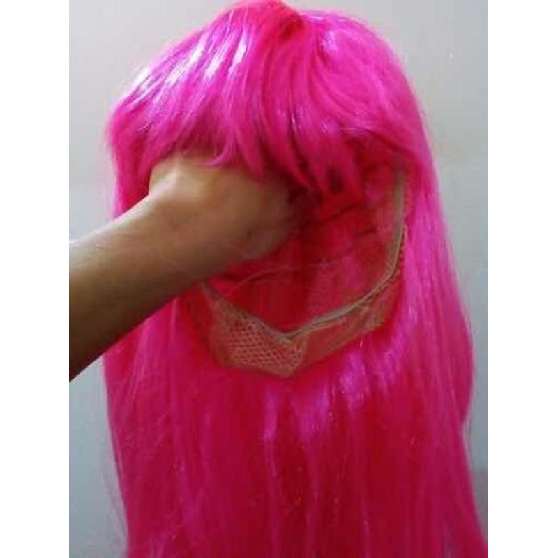GENERICO - Peluca Fucsia Larga con Flequillo para Fantasía Mujer