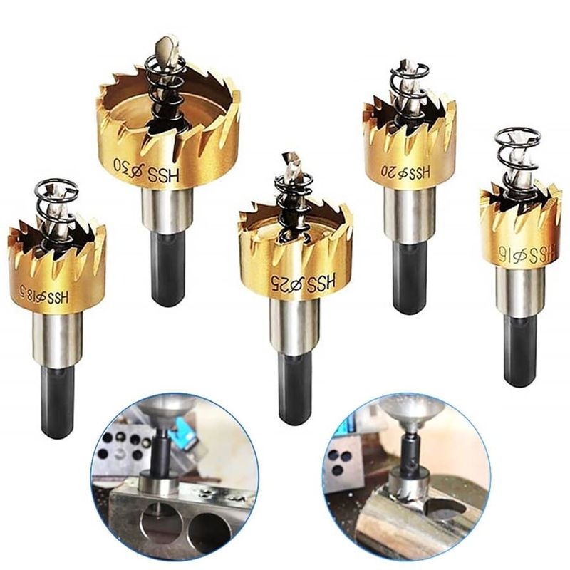GENERICO - 5 Brocas Copa Sierra Hss Carburo Para Metal Acero