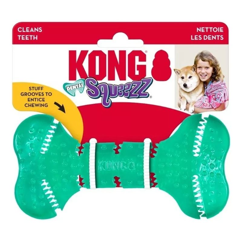 GENERICO - Juguete Para Perros Kong Squeezz Dental Bone Color Verde
