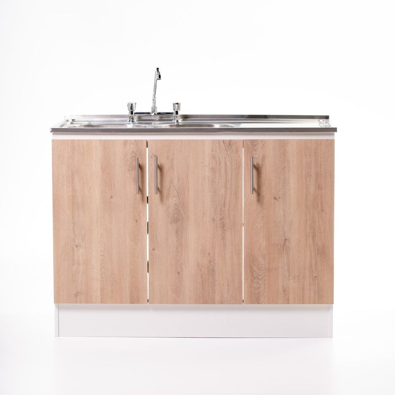 MOBELTEK - Kit Mueble Lavaplatos 120cm Blanco Jerez Secador Derecho