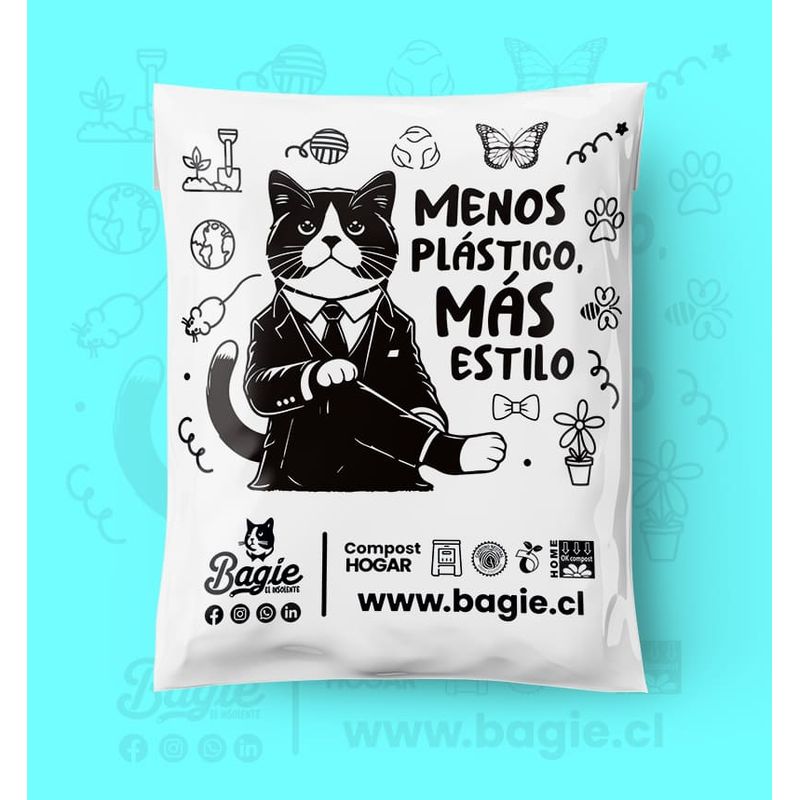 GENERICO - 100 Bolsas Courier Compostables con cierre adhesivo 22×30 cm