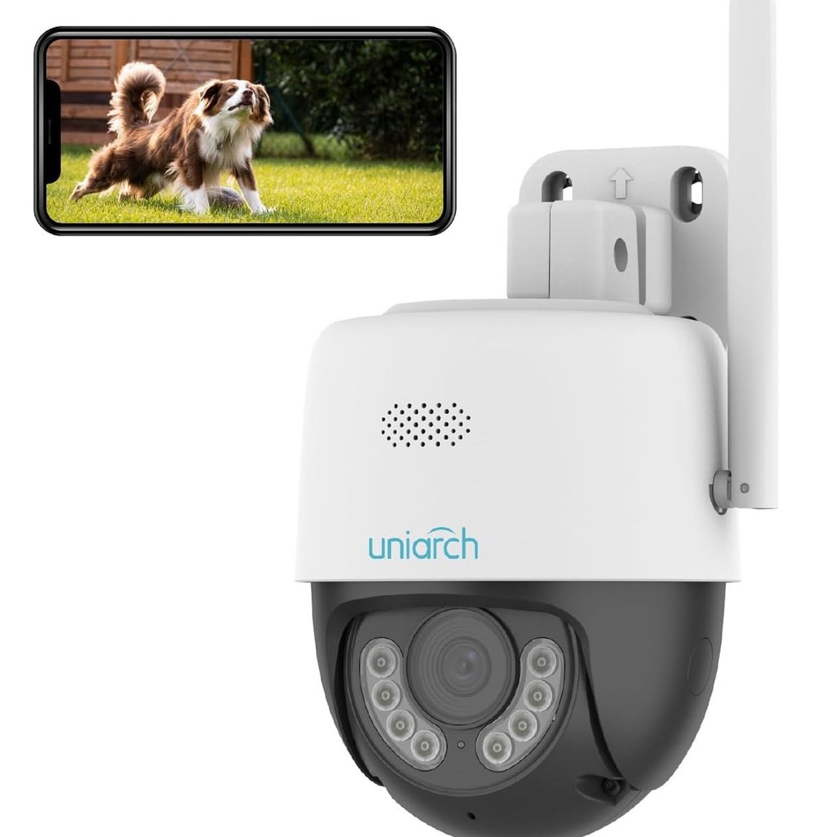 UNIARCH - Cámara de Seguridad Wifi 360 IP 2K 3MP Color Luz LED Sirena