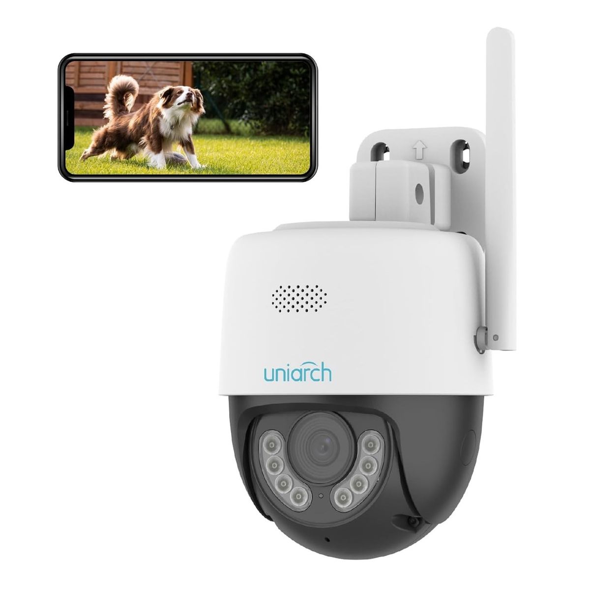 UNIARCH - Cámara de Seguridad Wifi 360 IP 2K 3MP Color Luz LED Sirena