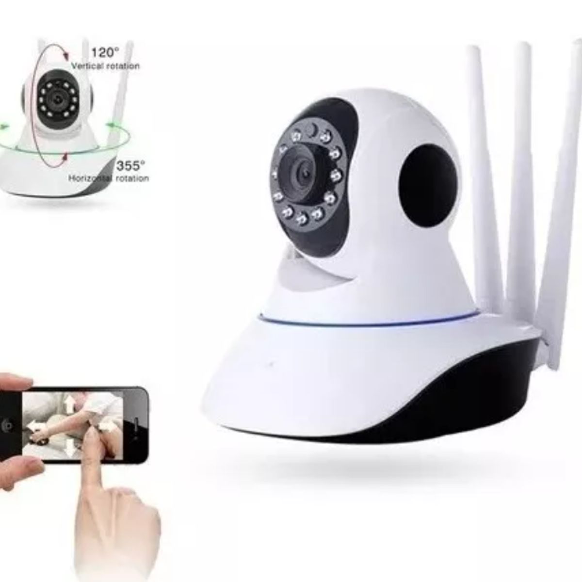 GENERICO - Camara De Seguridad Wifi 360° Con App 3 Antenas P2P HD