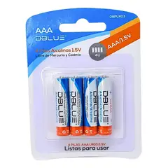 DBLUE - Pilas AAA Alcalinas 1.5V Blister De 4 Unidades LR03
