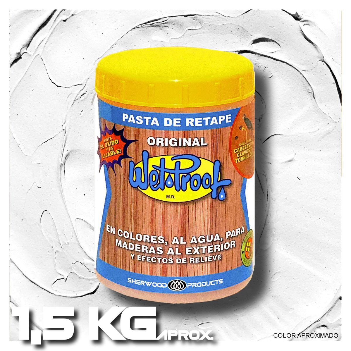 WETPROOF - PASTA DE RETAPE WET PROOF® BLANCA PARA MADERA EXTERIOR 1,5 KG