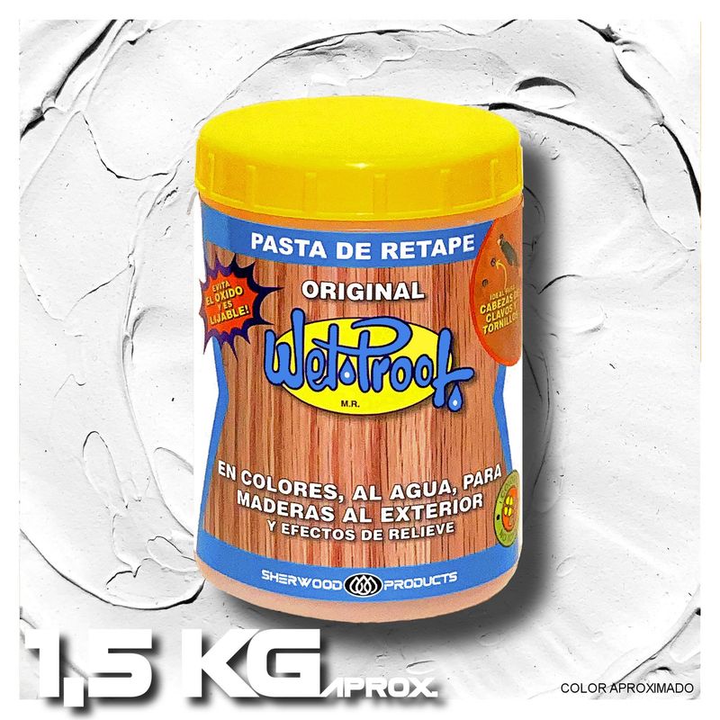 WETPROOF - PASTA DE RETAPE WET PROOF® BLANCA PARA MADERA EXTERIOR 1,5 KG
