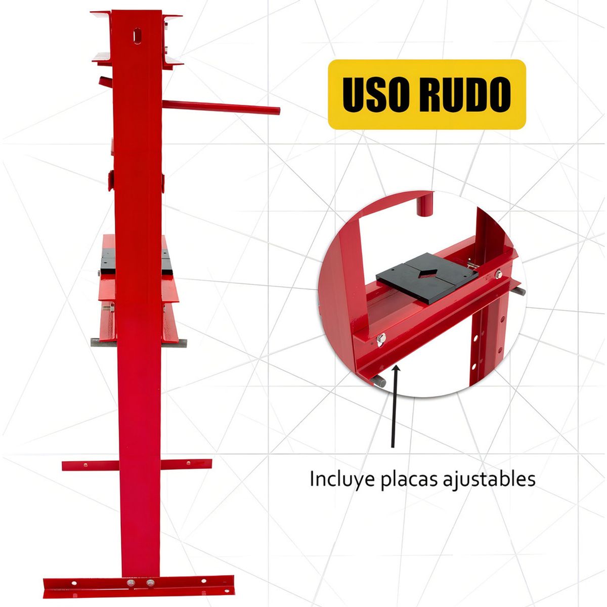 GUTSTARK - Prensa Hidraulica Industrial 12 Toneladas Gato Hidraulico  Acero Color Rojo