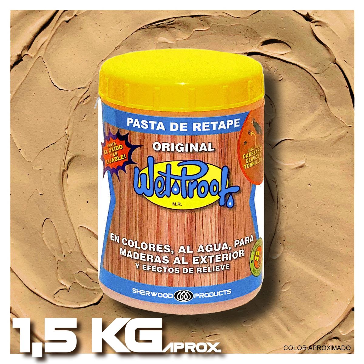 WETPROOF - PASTA DE RETAPE WET PROOF® SIENA PARA MADERA EXTERIOR 1,5 KG