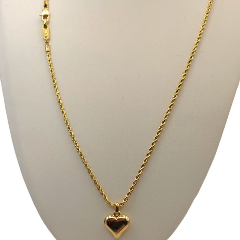 GENERICO - Cadena Tejido Tourbillon con Corazón de Oro 18K Laminado