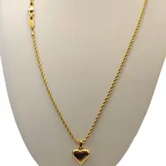 GENERICO - Cadena Tejido Tourbillon con Corazón de Oro 18K Laminado