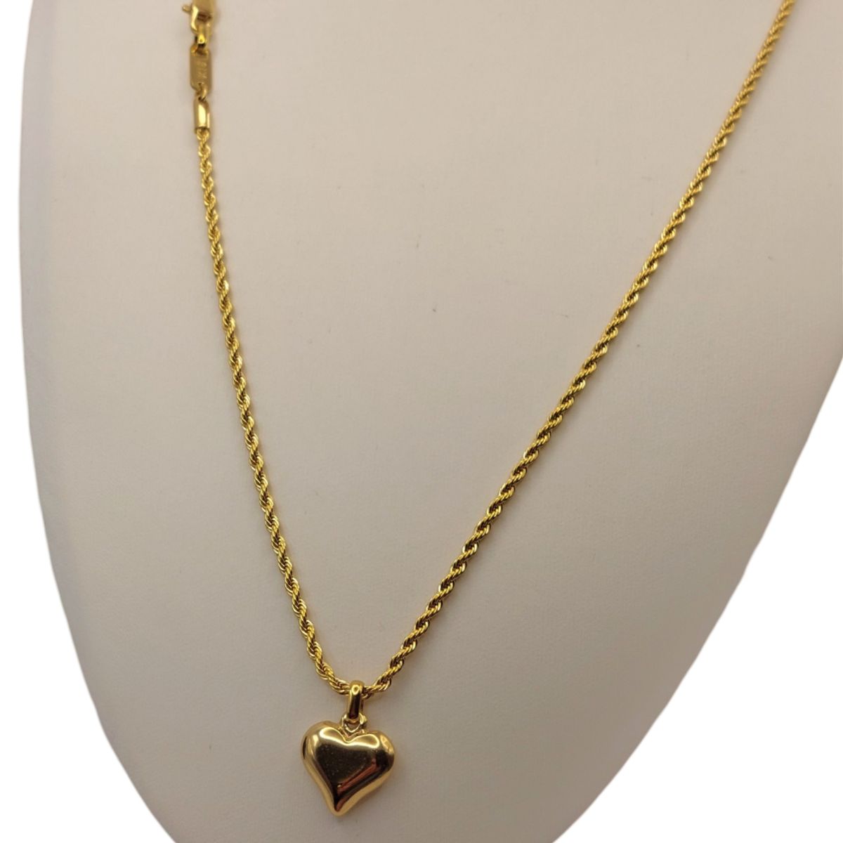 GENERICO - Cadena Tejido Tourbillon con Corazón de Oro 18K Laminado