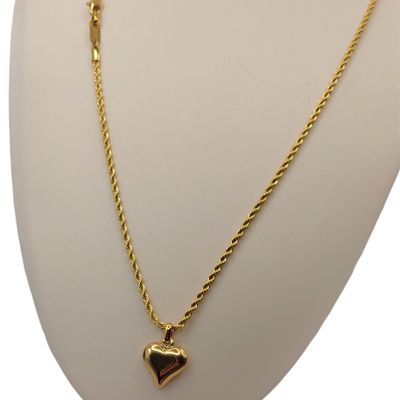 Imagen 2 del producto Cadena Tejido Tourbillon con Corazón de Oro 18K Laminado