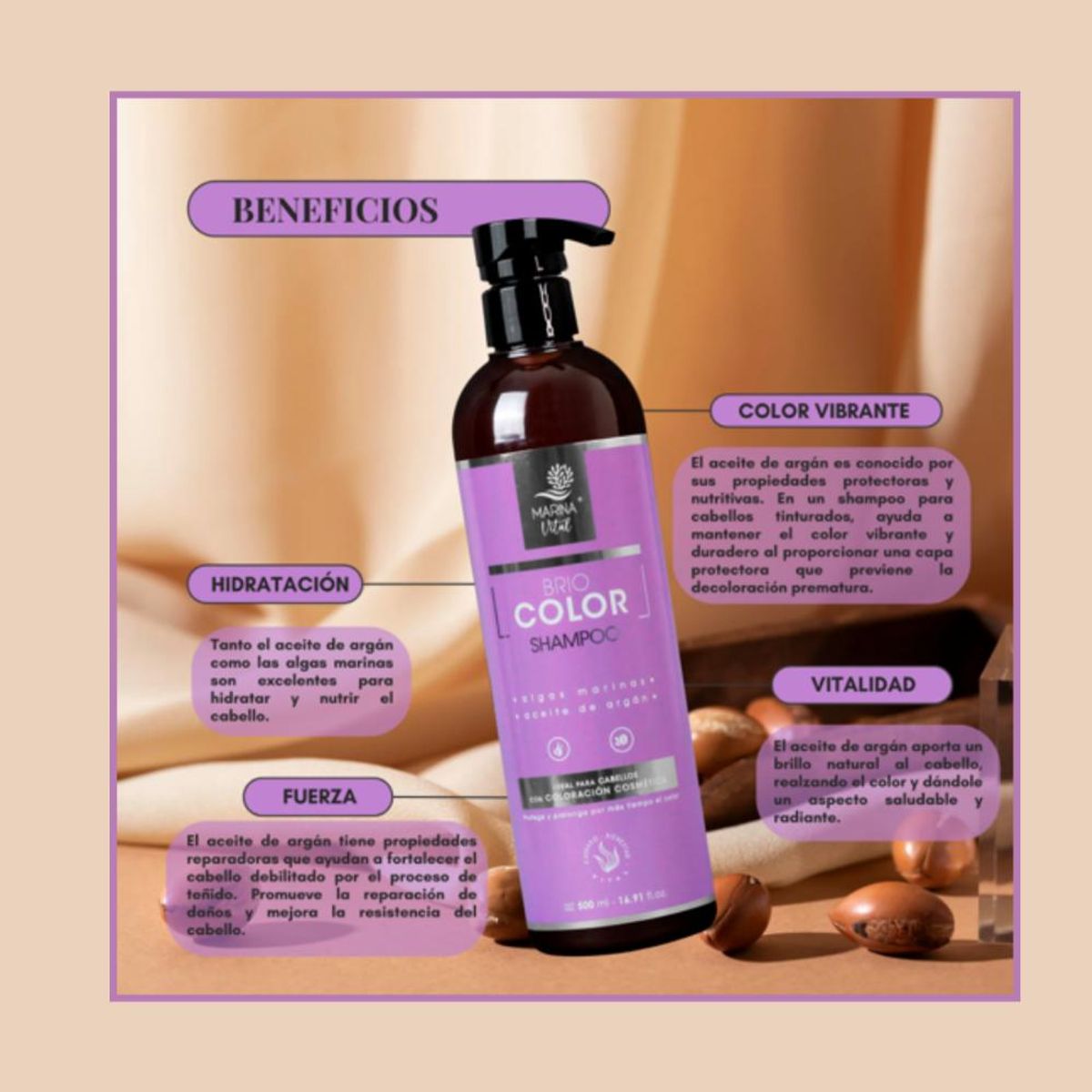 MARINA VITAL - Shampoo 500 ml  y Máscara Briocolor 200 ml Marina Vital