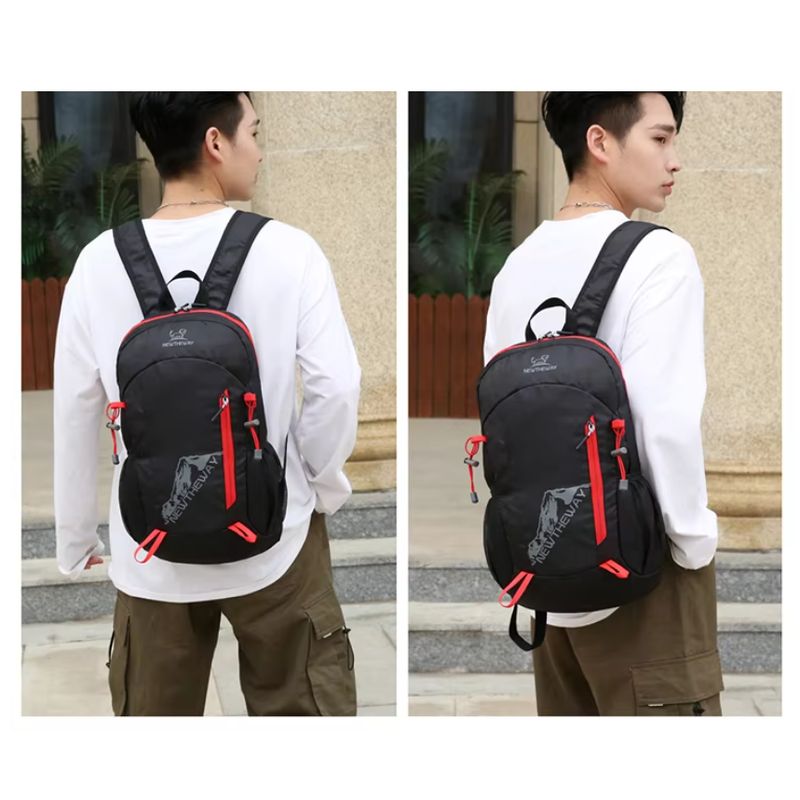 GENERICO - Mochila Bolsa plegable portatil negra pacampar senderismo