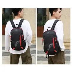 GENERICO - Mochila Bolsa plegable portatil negra pacampar senderismo