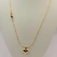 GENERICO - Cadena Tejido Mixto con Corazón de Oro Laminado 18k