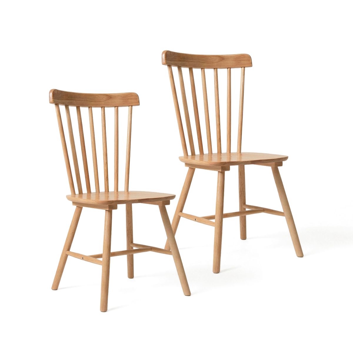 VENHOOUSE - Pack 2 Sillas Comedor Madera Maciza Windsor Estilo Nórdico Natural
