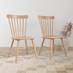 VENHOOUSE - Pack 2 Sillas Comedor Windsor Madera Natural