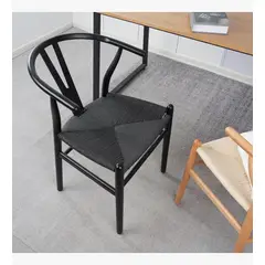 CORI CORI - Silla Wishbone Negra Rattan- Hilo Negro