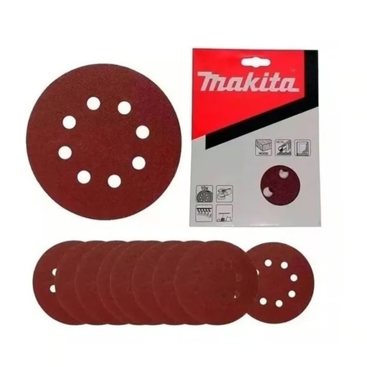 MAKITA - Disco Lija Con Velcro (10u) 125mm Grano 150 D-54542 Makita