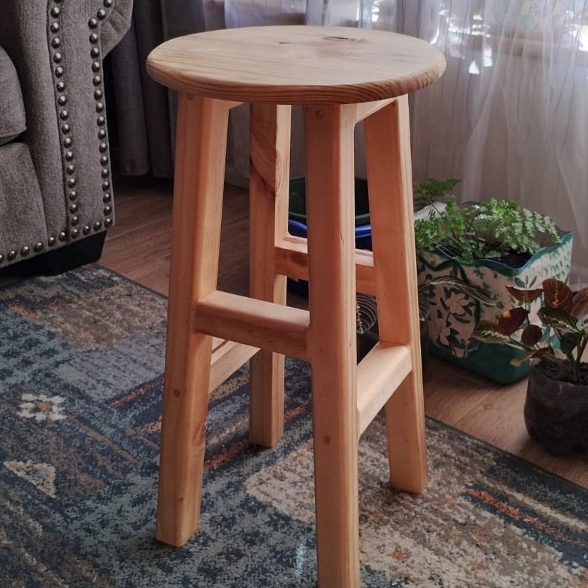 GENERICO - Piso Taburete Redondo Banca Madera Bar Cocina 1 Unidad